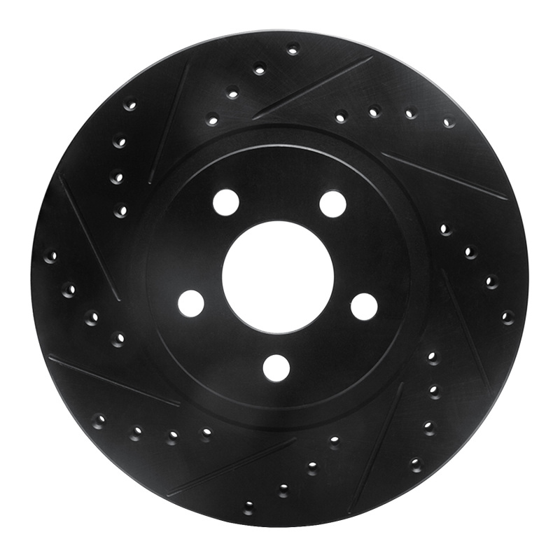 Chrysler PT Cruiser Brake Rotor (1) - Front Left - R1 Concepts - Drilled & Slotted - Black - `01-`10